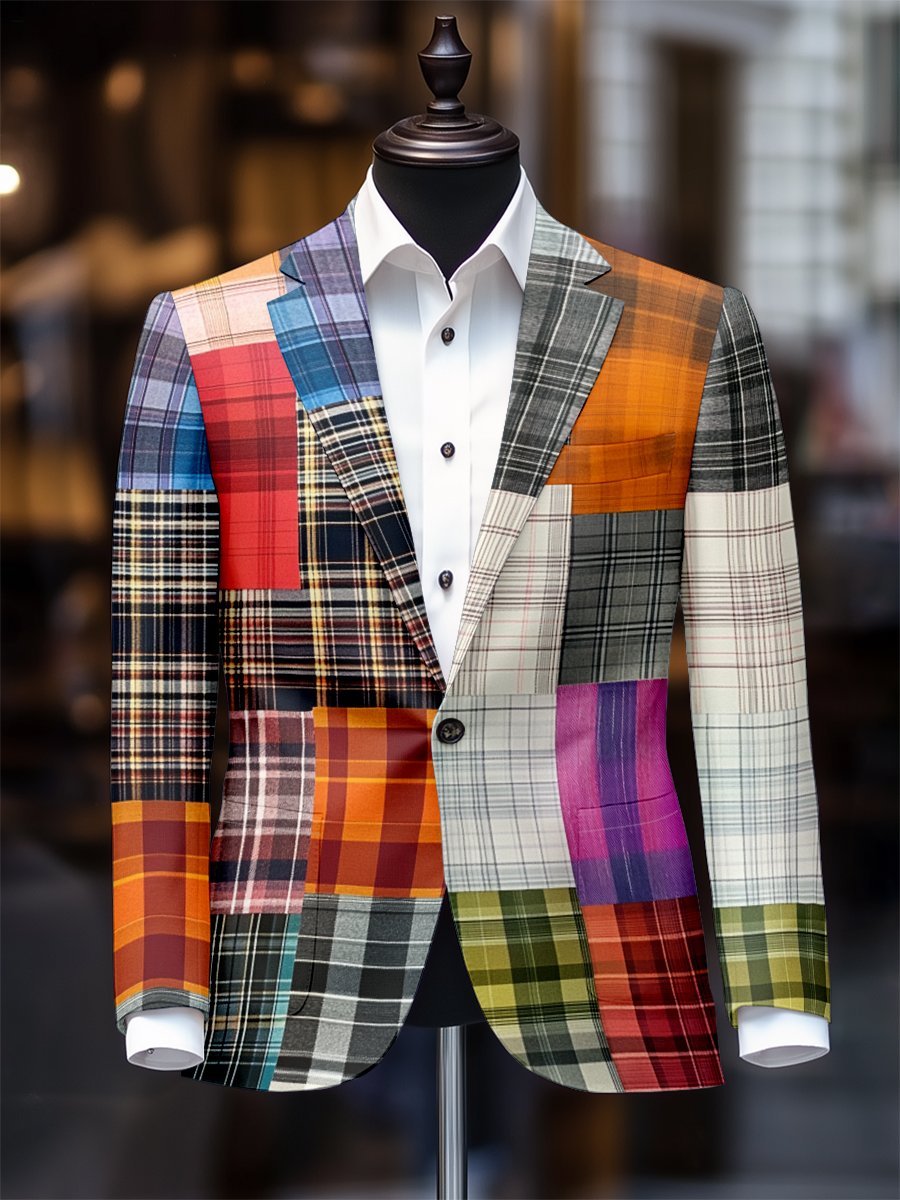 Saco retro casual a cuadros para hombre