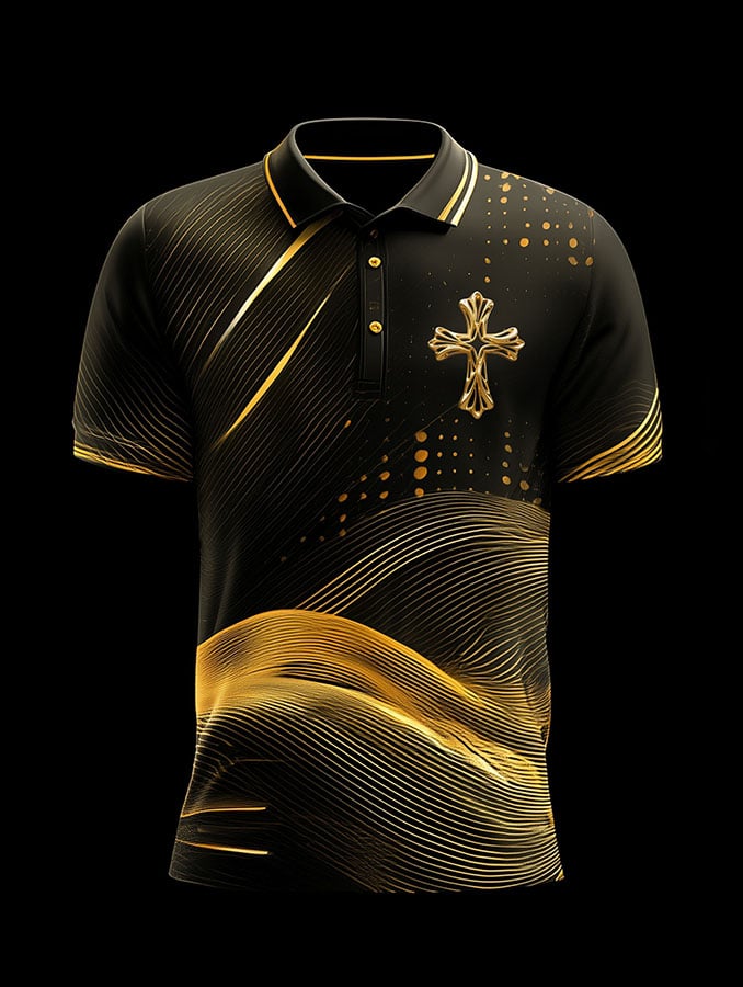 Camisa polo Faith tejidoted de manga corta estampado Button ejecutivo para hombre