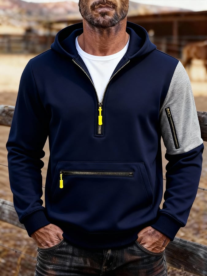 Sudadera vintage para exterior Style Patchpara trabajo Design with cierre bolsillos. para hombre