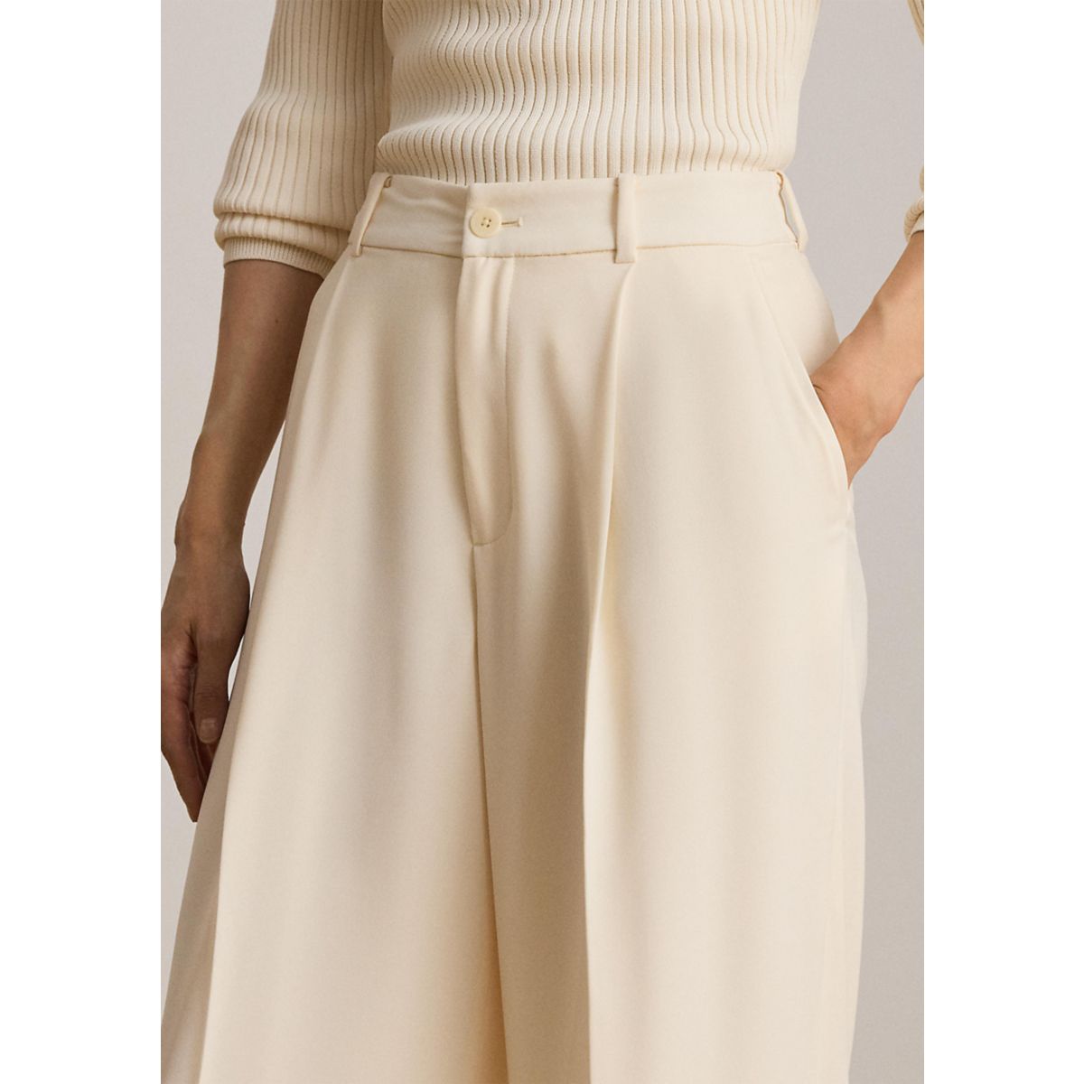 Petite Double-Faced Georgette Wide-Leg Pants - 3