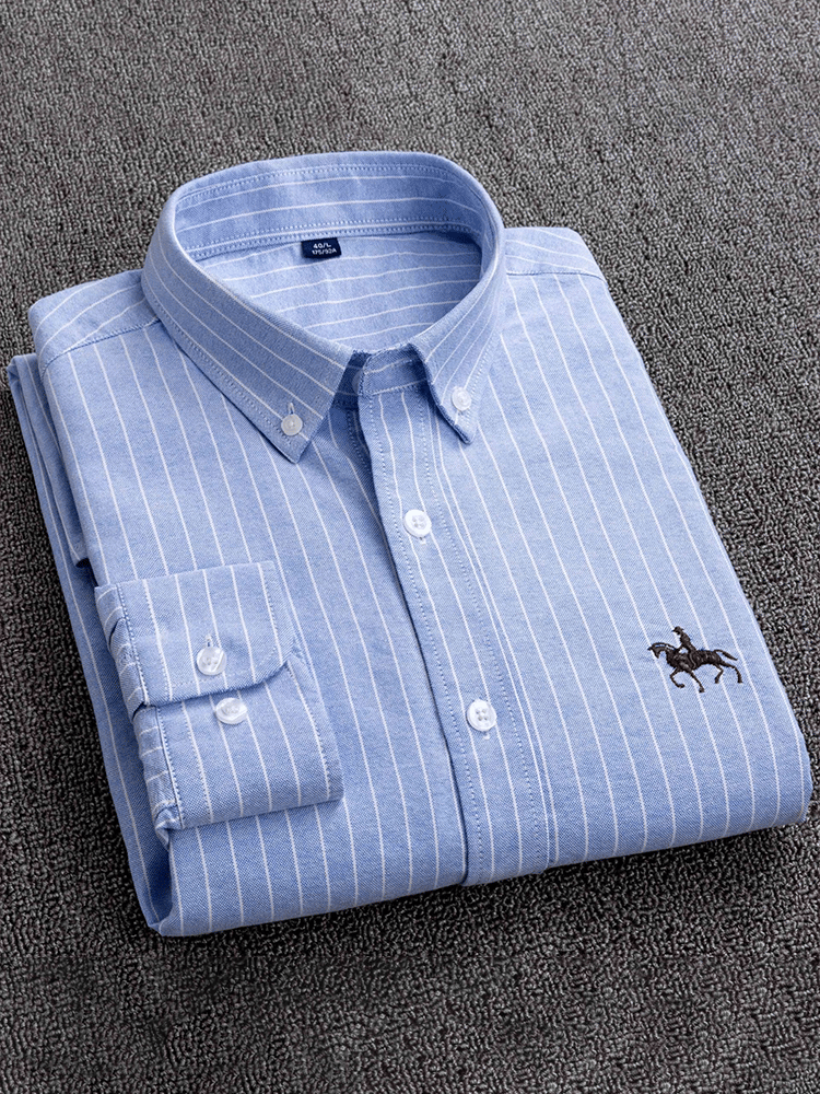 Camisa de algodón Oxford de manga larga ejecutivo para hombre