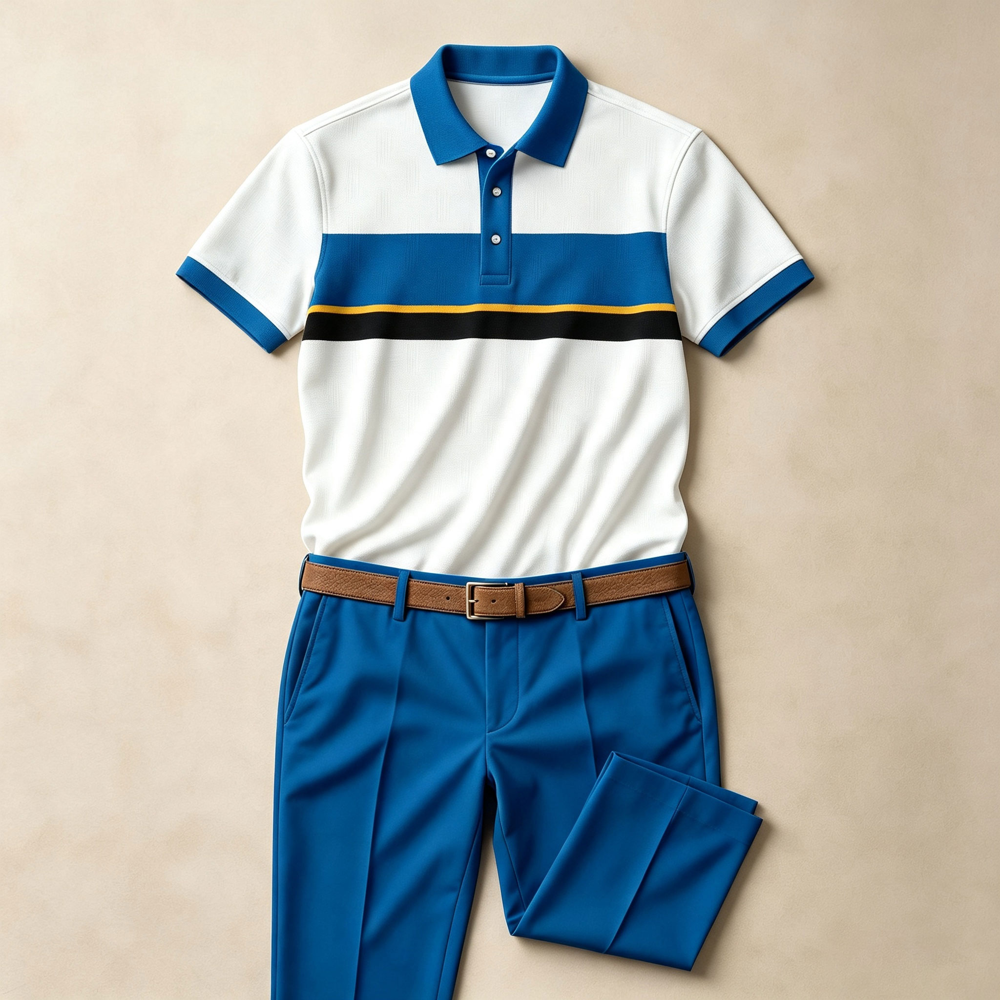 para hombre Two-Tone de manga corta camisa polo and pantalón Set