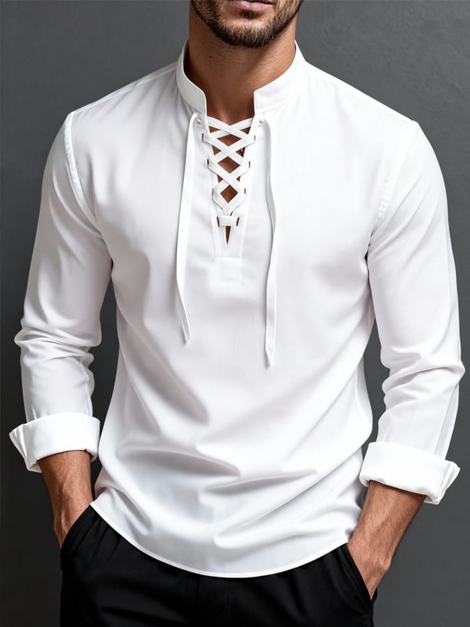 Camiseta casual Basic de manga larga With cuello para hombre