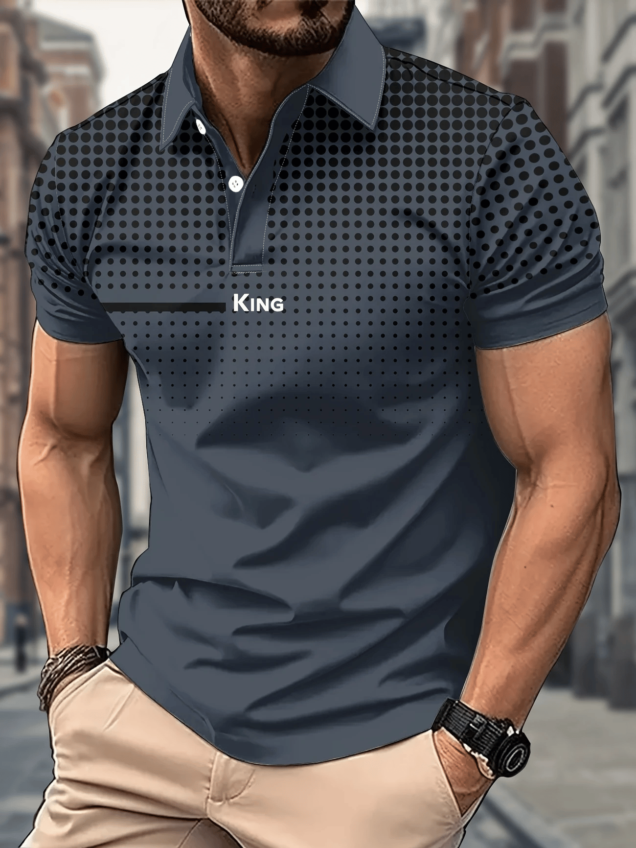 Camisa polo ejecutivo Logo con botones de manga corta para hombre