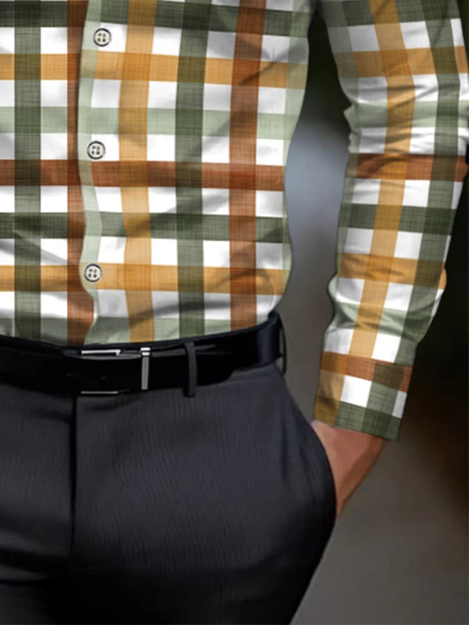 Camisa Check diseño estampado ejecutivo para hombre