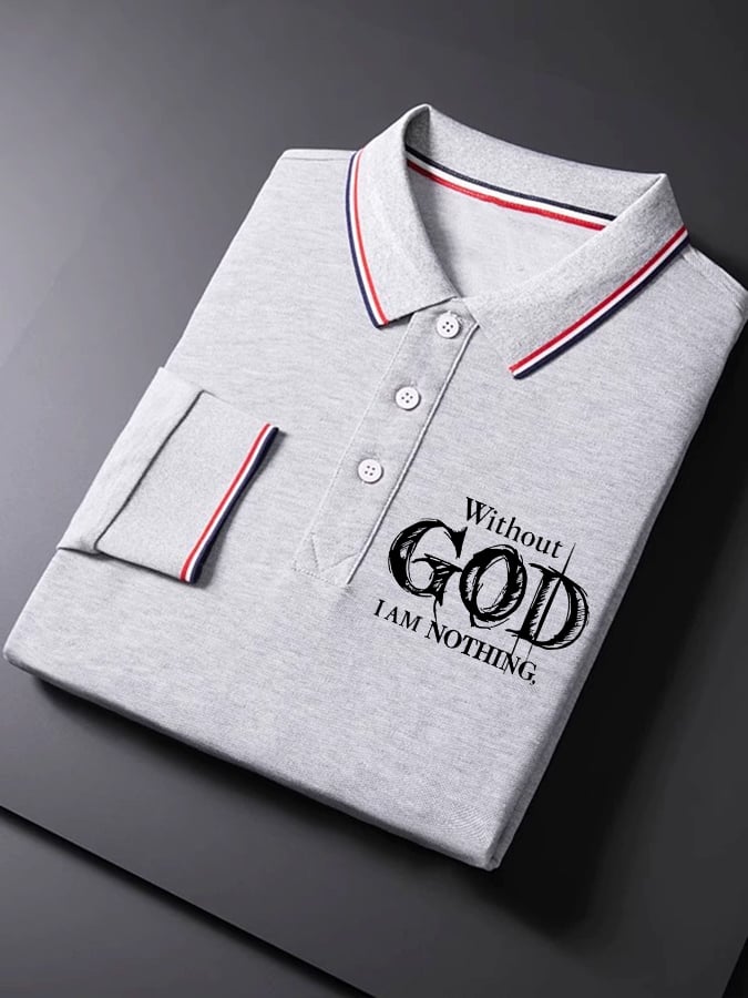 Camisa polo vintage Faith “Without God I Am Nothing,” de manga largas para hombre