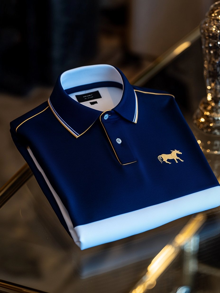 Camisa polo ejecutivo casual Horseback Rider con botones de manga corta para hombre
