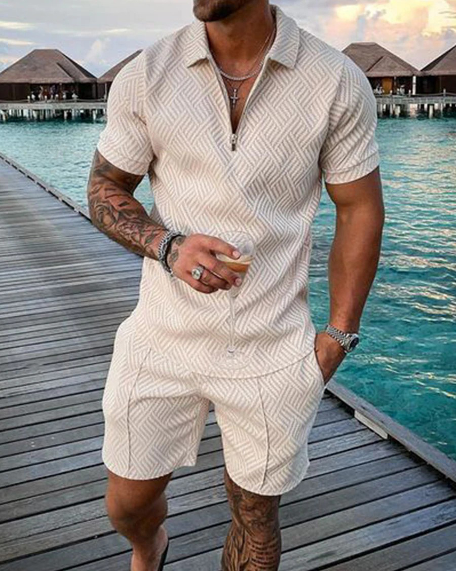Camisa polo casual Solid Two Piece para hombre