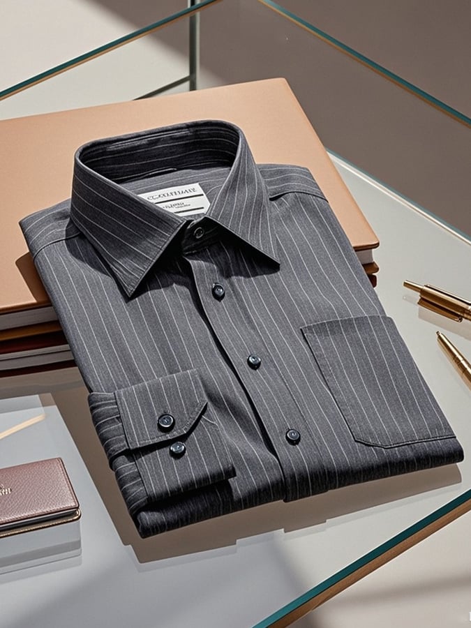 Camisa degradado solapa de manga larga para hombre