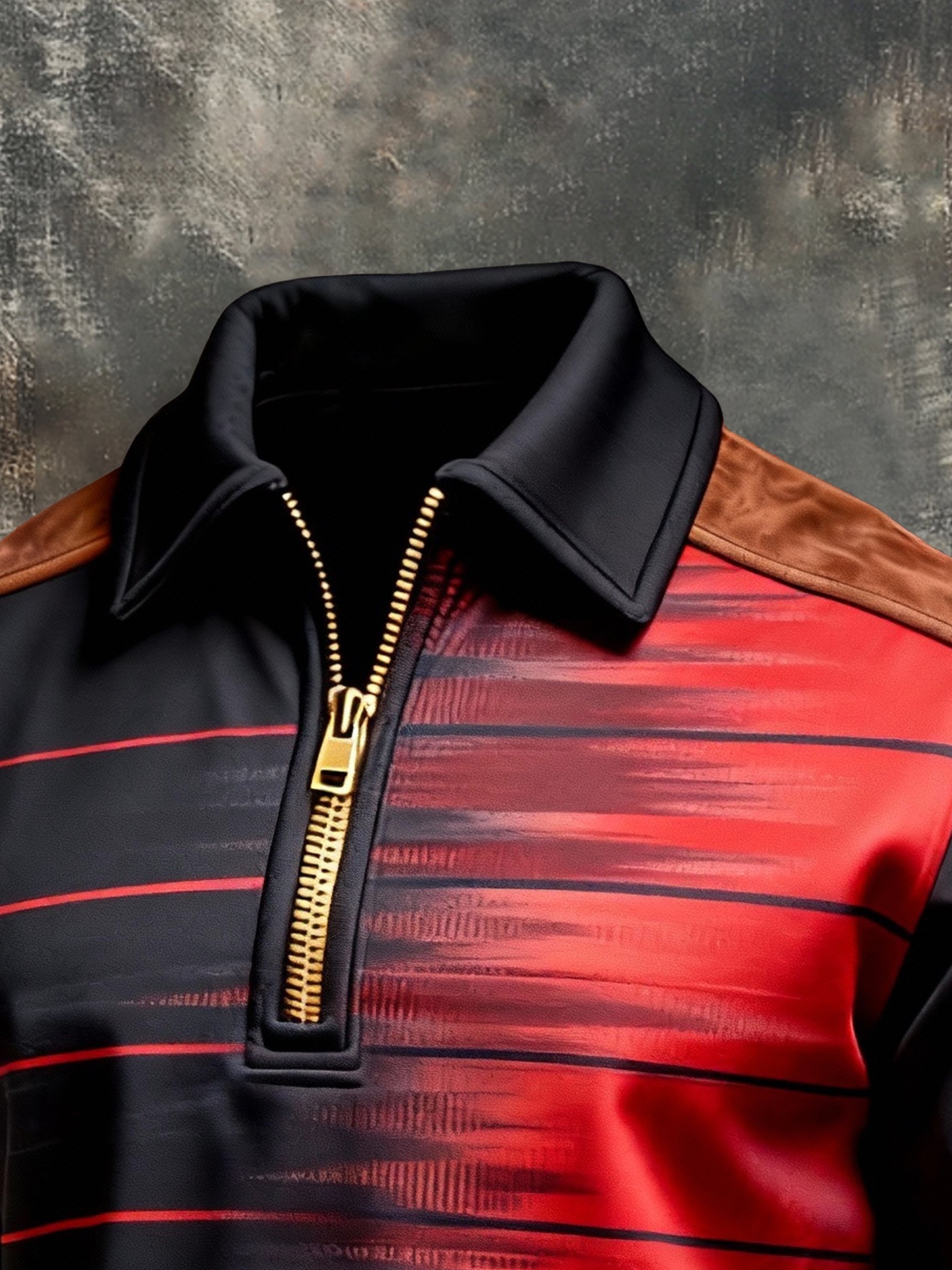 Sudadera vintage Color-Block estampado con cierre con gorrasucha para hombre