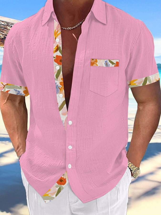 Camisa Hawaiian de moda estampado Resort casual (With Pockets) para hombre