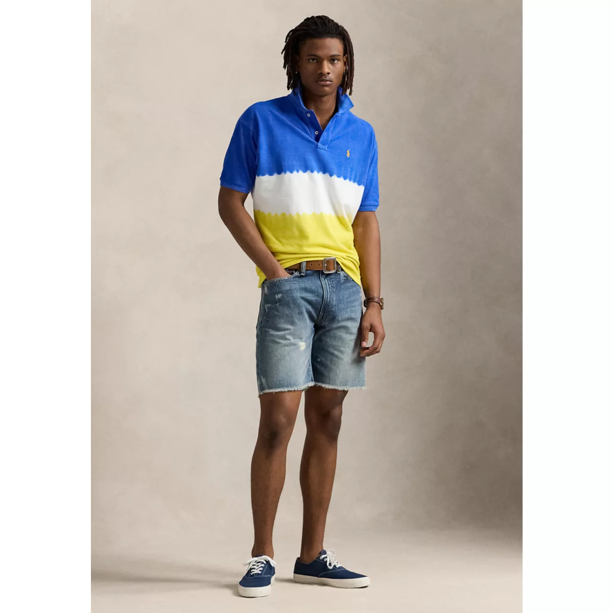 Classic Fit Dip Dyed Mesh Polo Shirt - 4