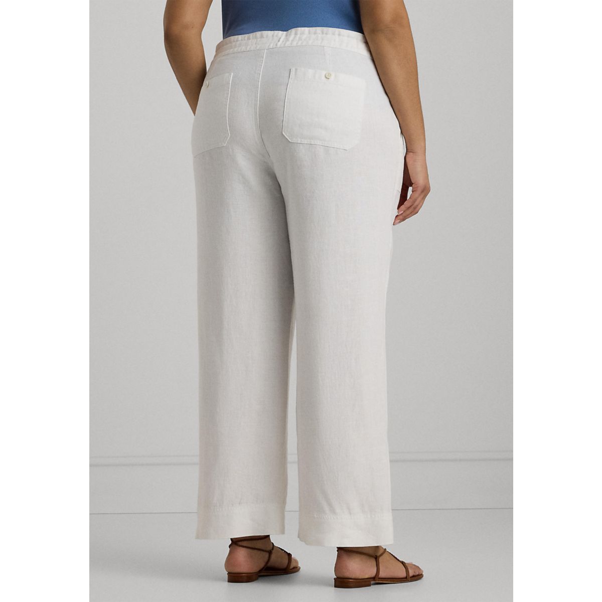 Plus Size Linen Drawcord Pants - 2