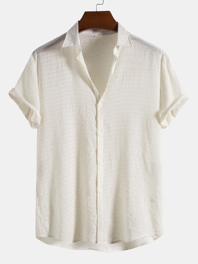 Camisa Textured Fabric de manga corta