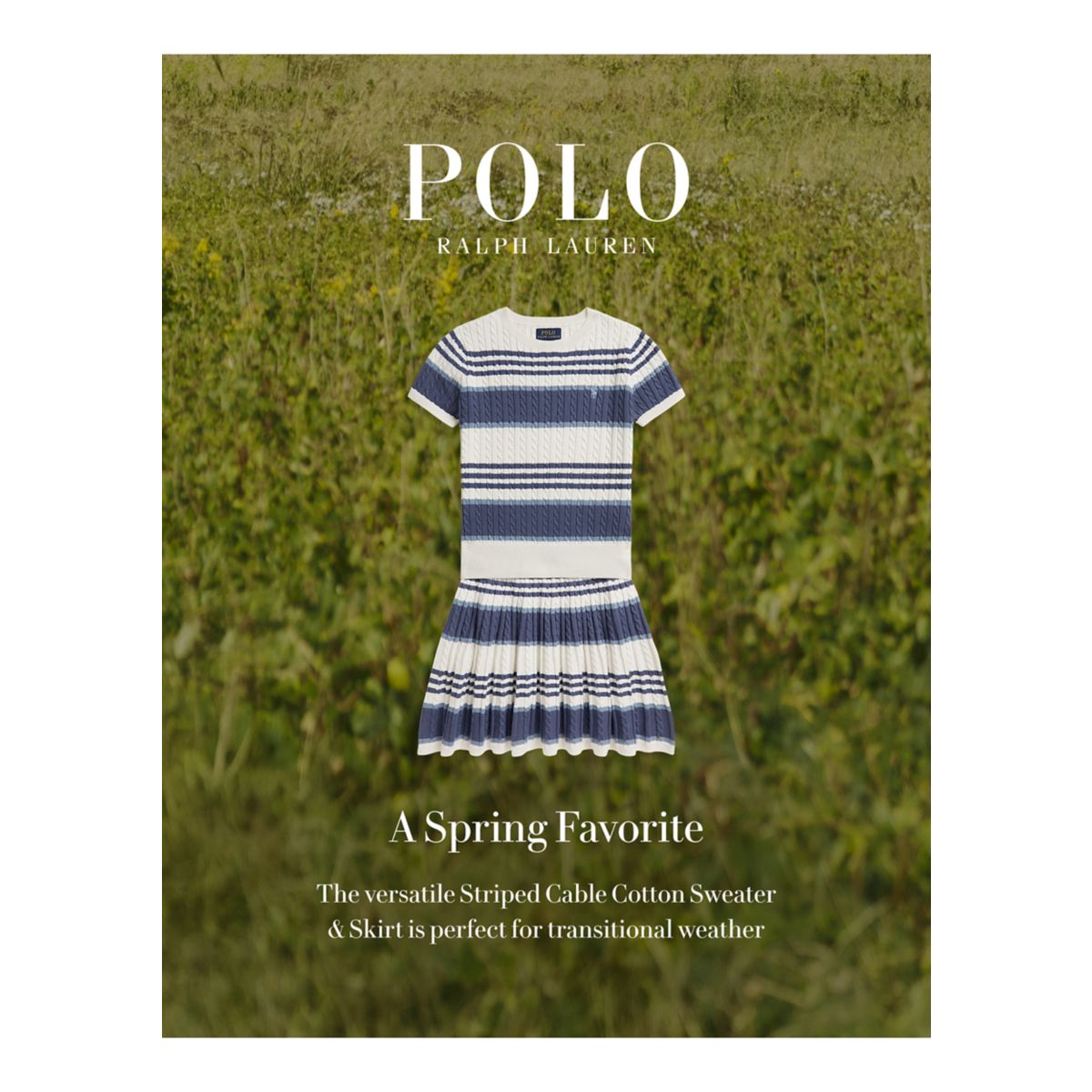 Girls 7-16 Striped Cable Cotton Sweater & Skirt - 8