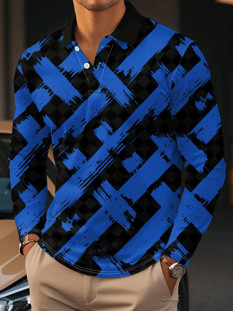 Camisa polo ejecutivo clásico rayas estampado Button para hombre