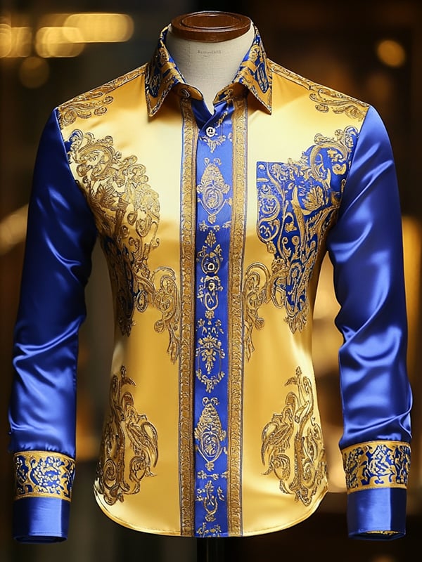 Camisa satén Luxe de manga larga con botones para hombre
