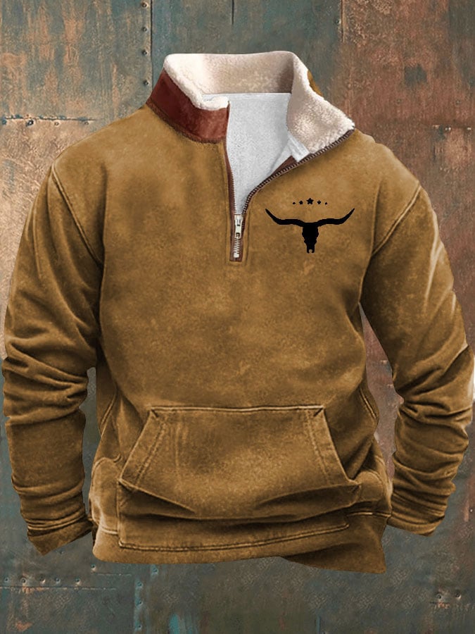 Sudadera vintage Western estampado de manga larga para hombre