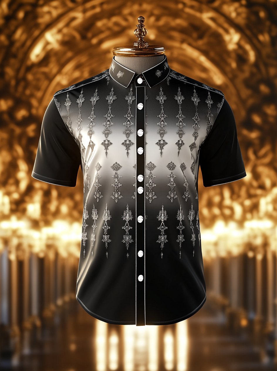 Camisa satén de manga corta para hombre