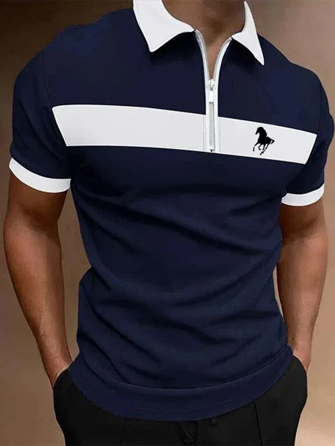 Camisa polo Horse estampado casual para hombre