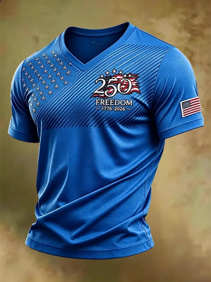 Camiseta retro Independence Day Patriot V-Neck para hombre