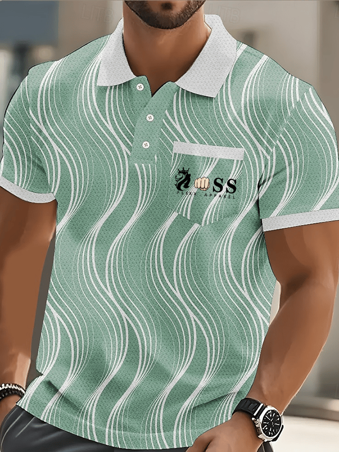 Camisa polo de moda ejecutivo Letter estampado casual de manga corta para hombre
