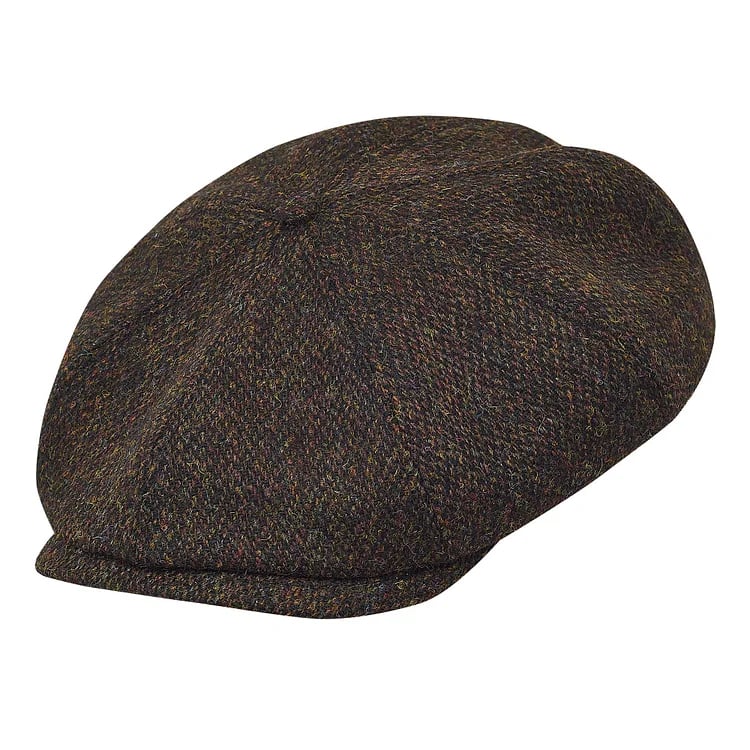 Gorras PEAKED Genuine Scottish Harris Tweed 8 Panels Man gorras Brown