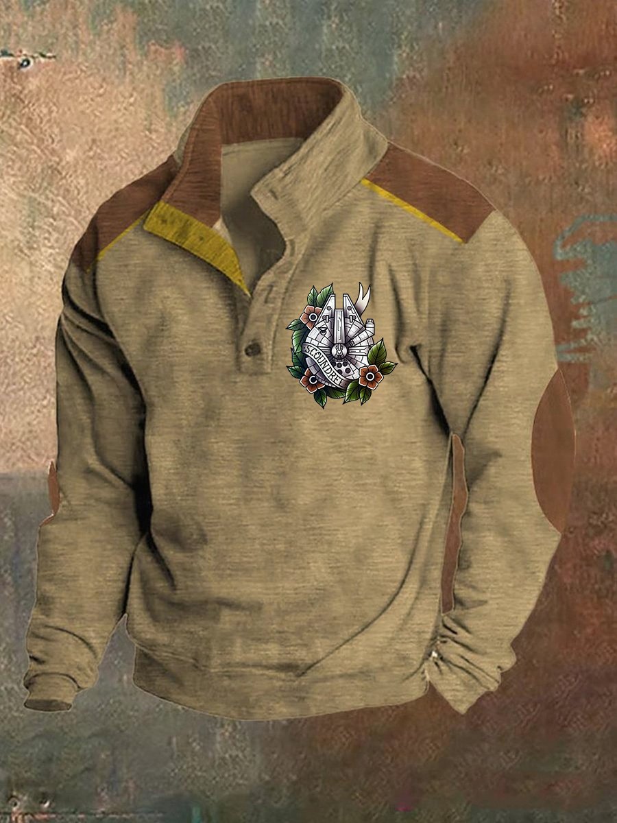 Sudadera vintage Polo Neck Logo Button para hombre