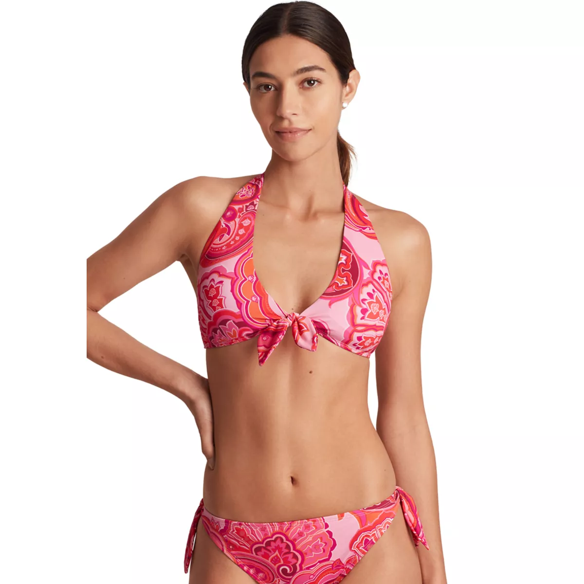 Tie Front Halter Bikini Top - 1