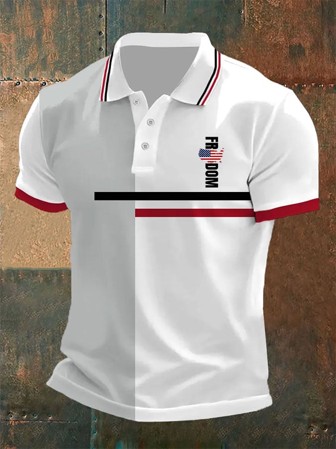 Camisa polo Independence Day vintage Flag Freedom para hombre