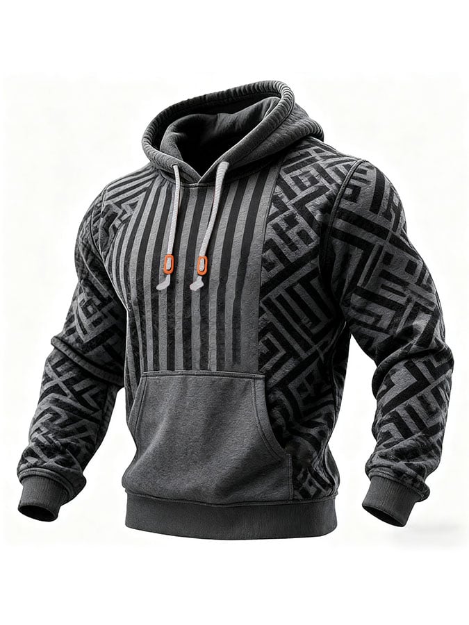 para hombre casual retro Plaid Print de manga larga Hooded Sweacamiseta