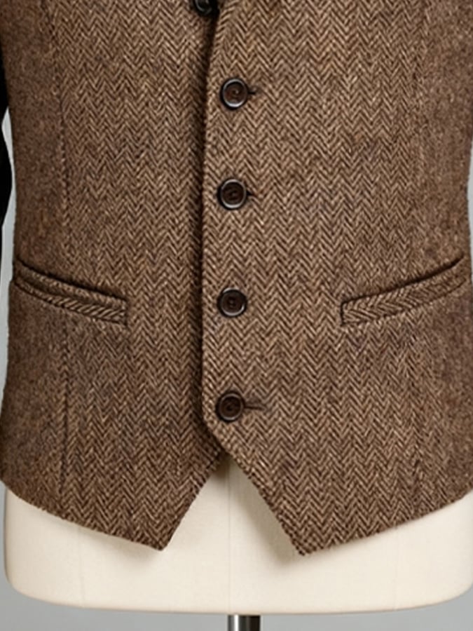 Chaleco Basic casual Herringbone diseño Sleeveless de algodón para hombre
