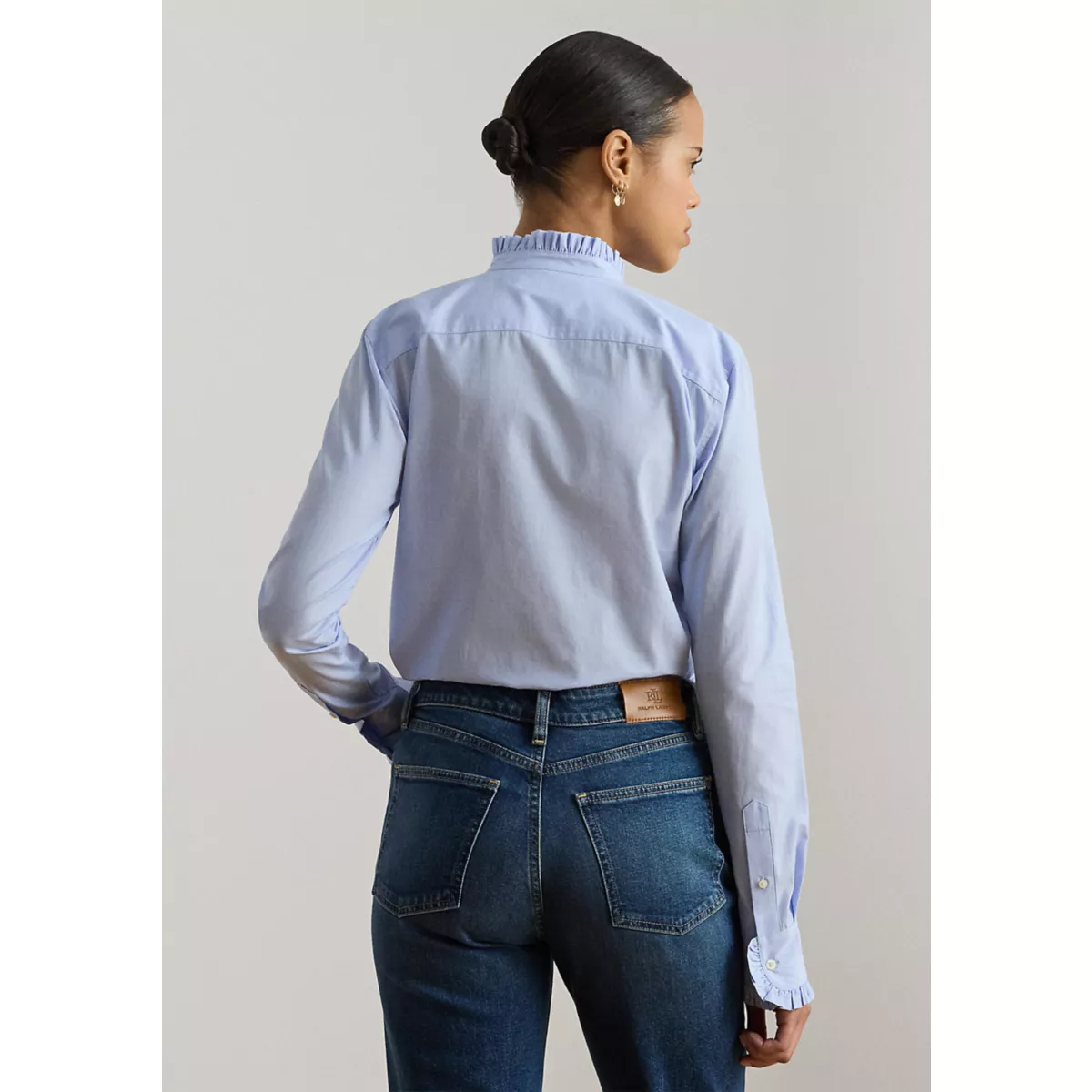 Women's Ruffle-Trim End-on-End Cotton Shirt - 2
