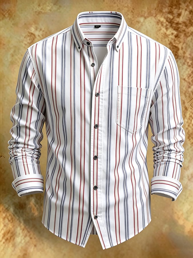 Camisa retro Abstract Art estampado Comfortable ejecutivo Style para hombre