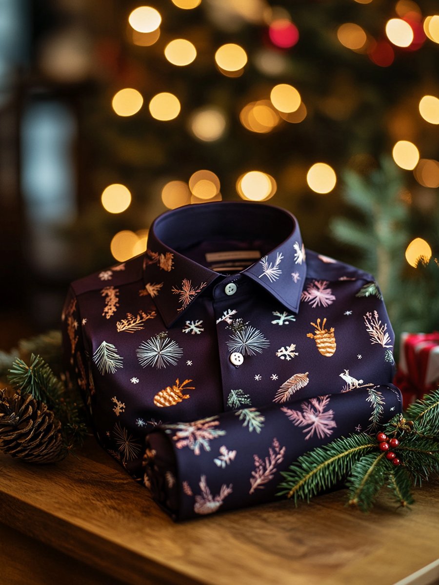 Camisa ejecutivo Christmas de manga larga para hombre