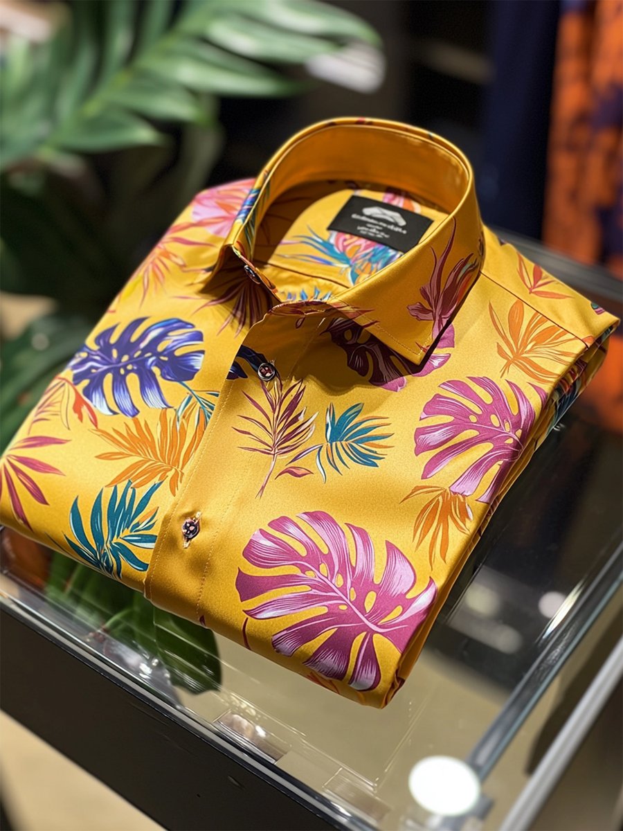 Camisa satén Luxe de manga larga con botones para hombre