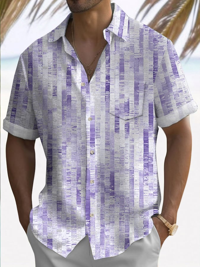 Camisa retro Vacation Style estampado casual (With Pockets) para hombre