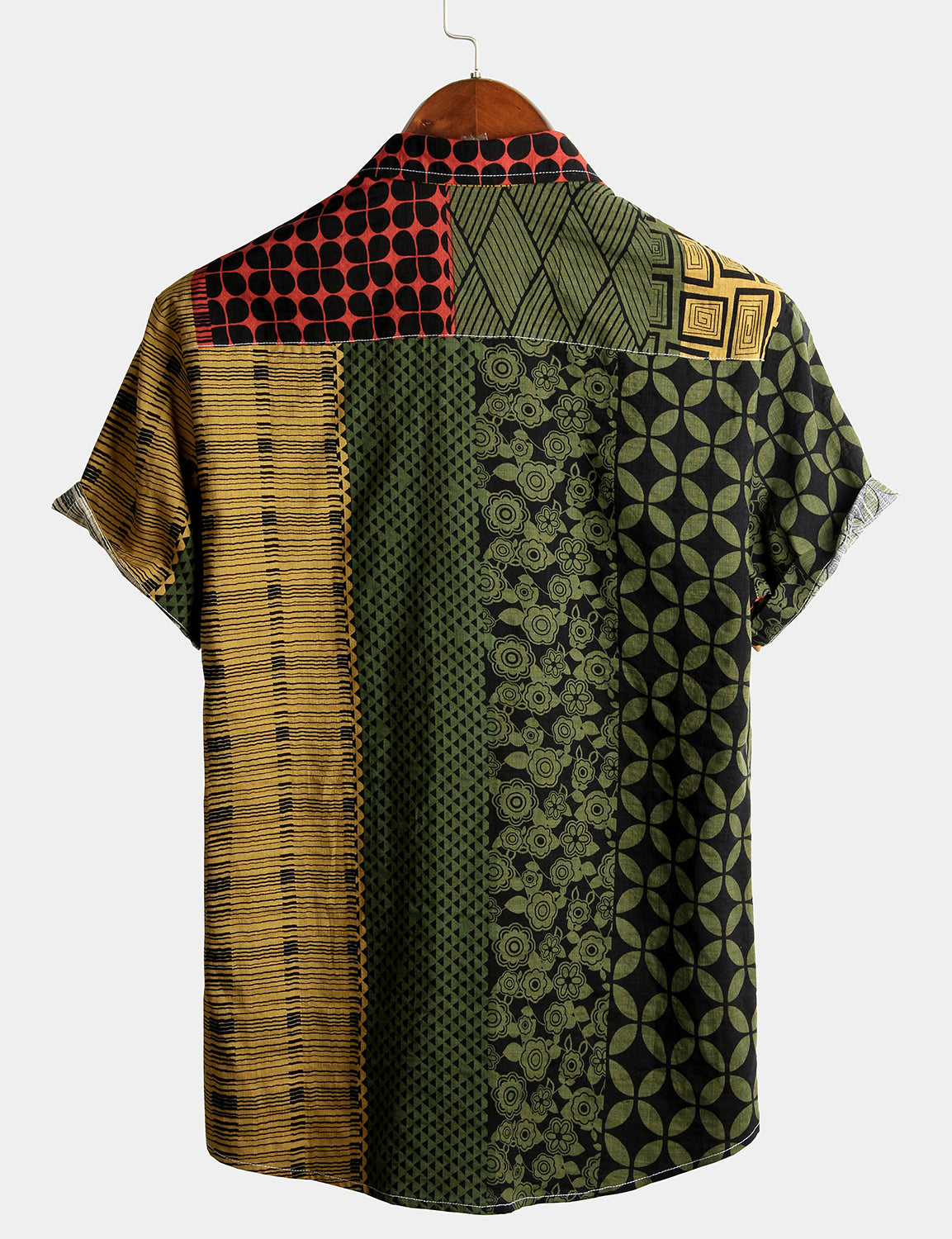 Camisa Geometric estampado Beach de manga corta para hombre