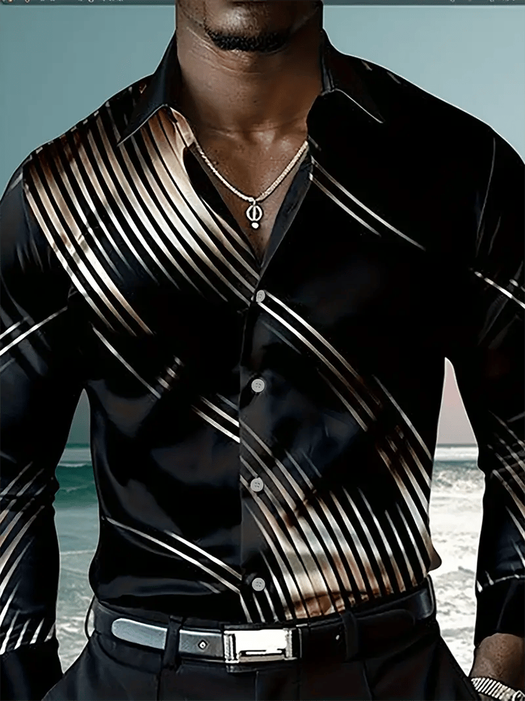 Camisa Street Style ejecutivo casual estampado de manga larga para hombre
