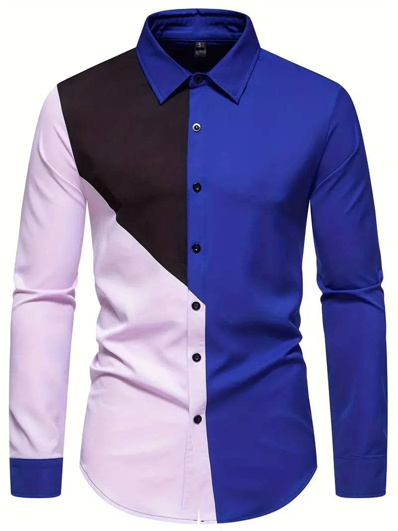 Camisa Street Style ejecutivo casual estampado de manga larga para hombre