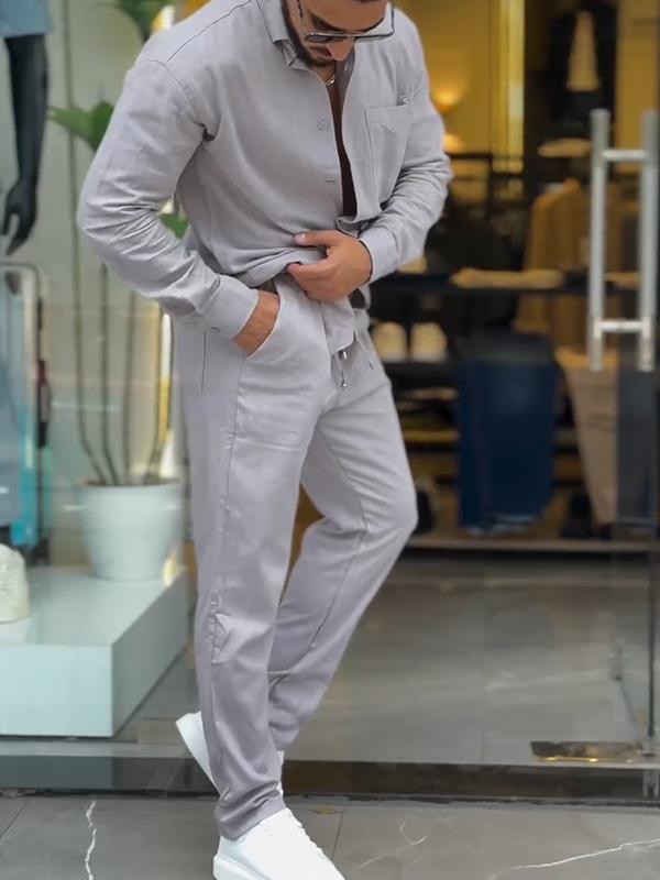 Camisa de algodón and pantalón Two-pieces Set para hombre