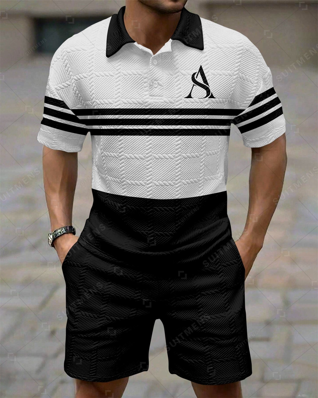 Camisa polo Simple Textured Summer Set 254 para hombre