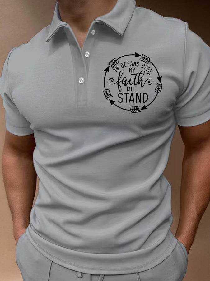 Camisa polo In Oceans Deep My Faith Will Stand de manga corta casual estampado para hombre