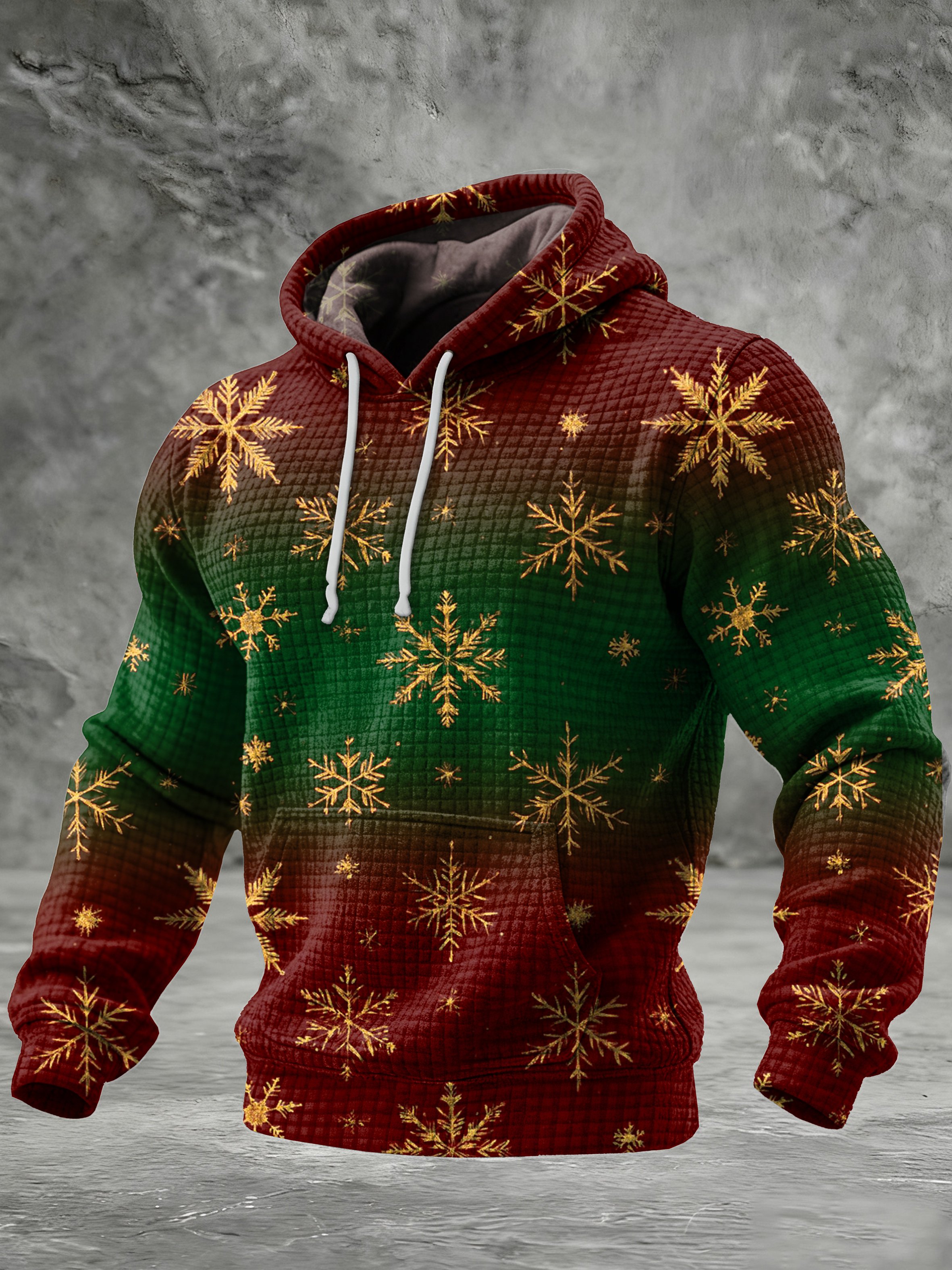 Sudadera Christmas a cuadros jacquard con gorrasucha para hombre
