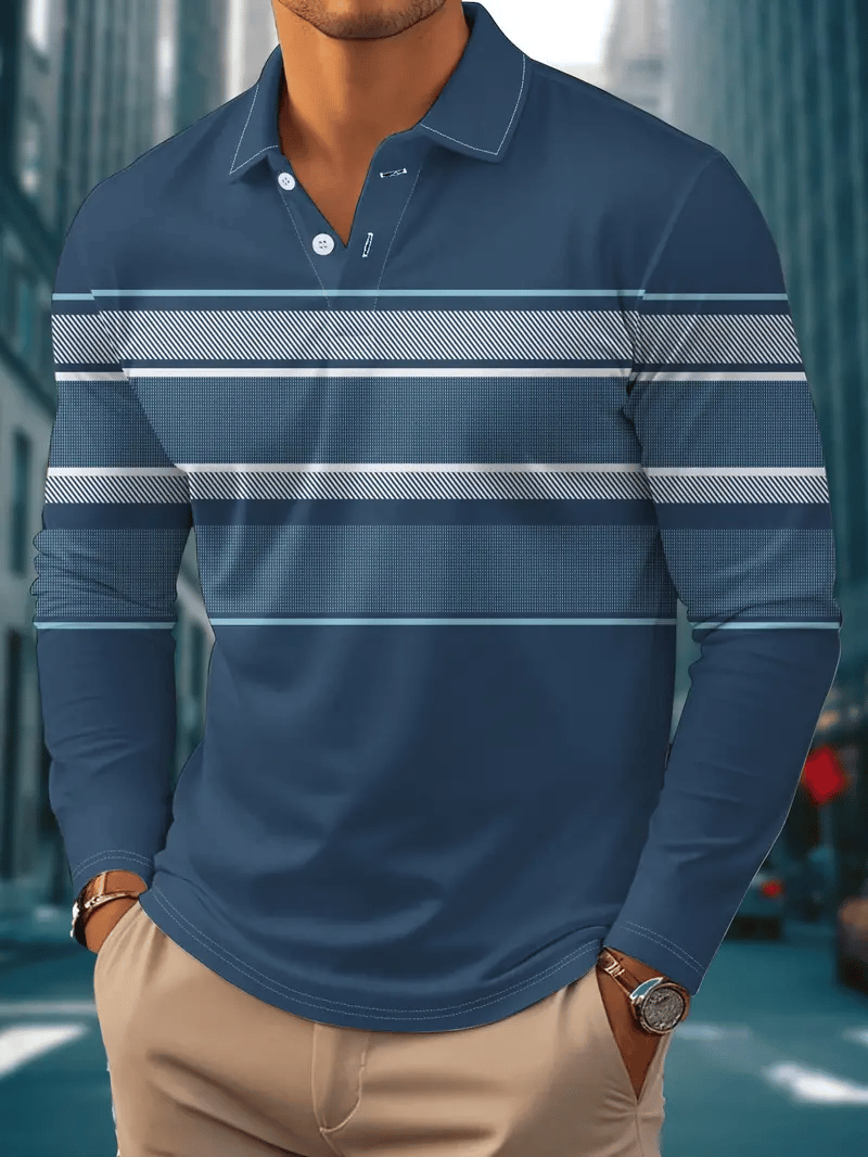 Ejecutivo casual a rayas con botones Polo para hombre