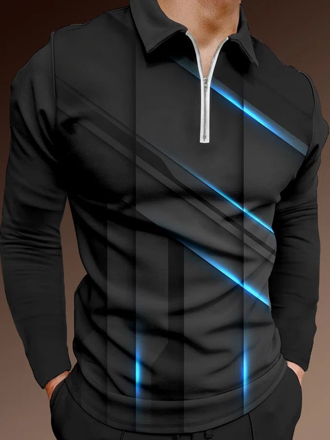 Camisa polo Button de manga larga casual para hombre
