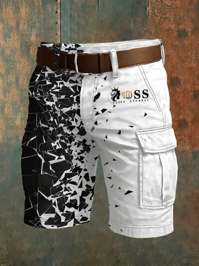Shorts retro Letter estampado Multi-bolsillo Design Cargo para hombre