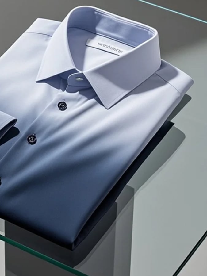 Camisa degradado solapa de manga larga para hombre