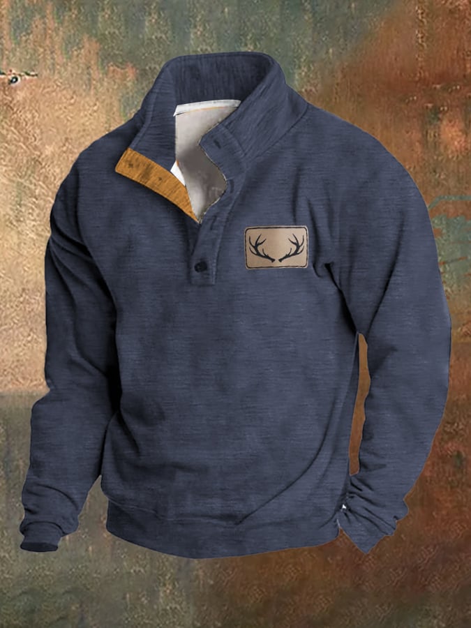 Sudadera polar vintage Western Antler Hunting Enthusiast Stand cuello para hombre