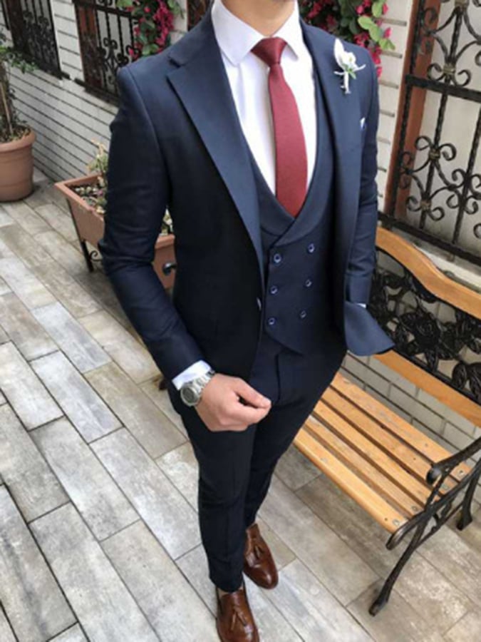 Ejecutivo Single-Breasted de color sólido Three-Piece Suit para hombre